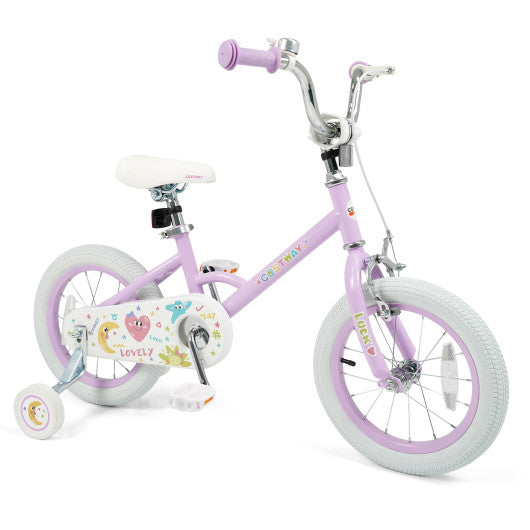 14 Inch Kids Bike Adjustable for 3-8 Years Old Children Purple - Stars & Moon