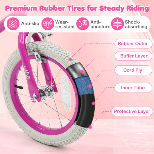 14 Inch Kids Bike for Aged 3-8 Years Old with Adjustable Handlebar Pink- Starlight Wave