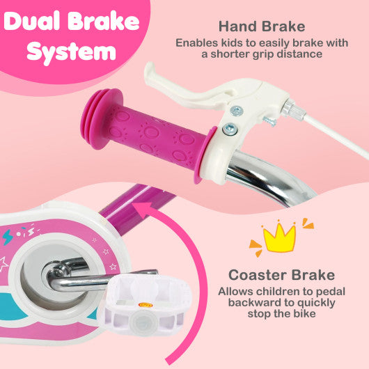 14 Inch Kids Bike for Aged 3-8 Years Old with Adjustable Handlebar Pink- Starlight Wave