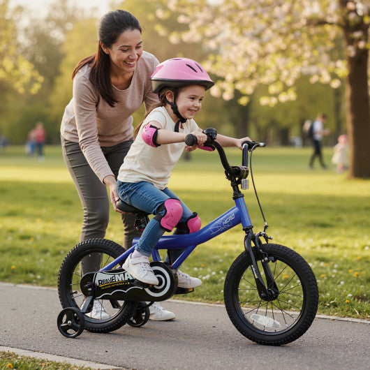 14-Inch Kids Bike with Removable Training Wheels Navy - Brave Hero