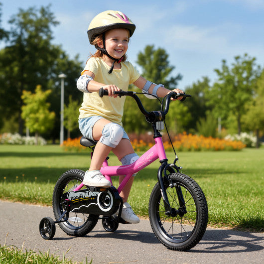 14-Inch Kids Bike with Removable Training Wheels Pink-Brave Hero
