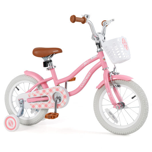 14 Inch Kids Bike with Training Wheels and Basket for Boys Girls 3-5 Years Old-14 inches