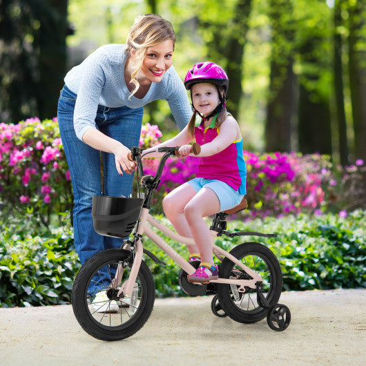 14 Inches Kids Bike with Basket and Adjustable Handlebar for 3-5 Years Old