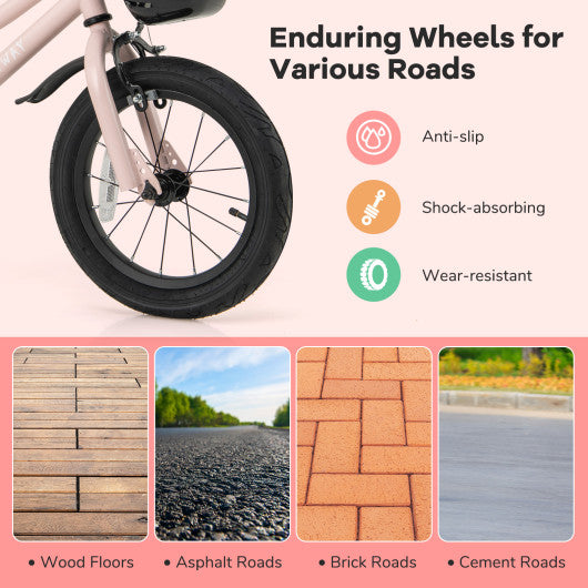 14 Inches Kids Bike with Basket and Adjustable Handlebar for 3-5 Years Old