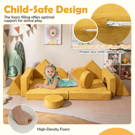 14 PCS Modular Kids Play Couch for Playroom and Bedroom-Yellow