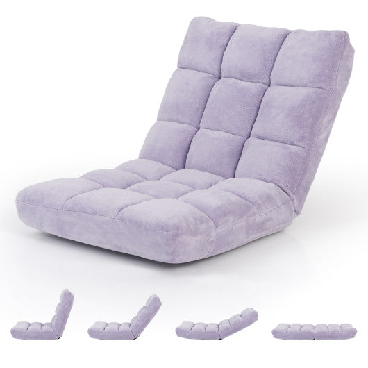 14-Position Adjustable Cushioned Floor Chair-Light Purple