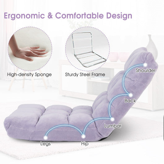 14-Position Adjustable Cushioned Floor Chair-Light Purple