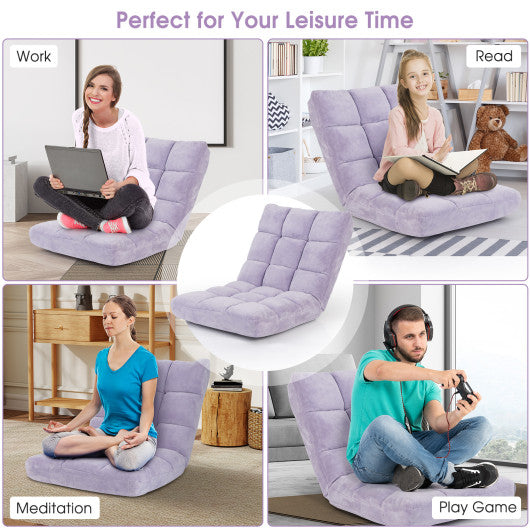 14-Position Adjustable Cushioned Floor Chair-Light Purple