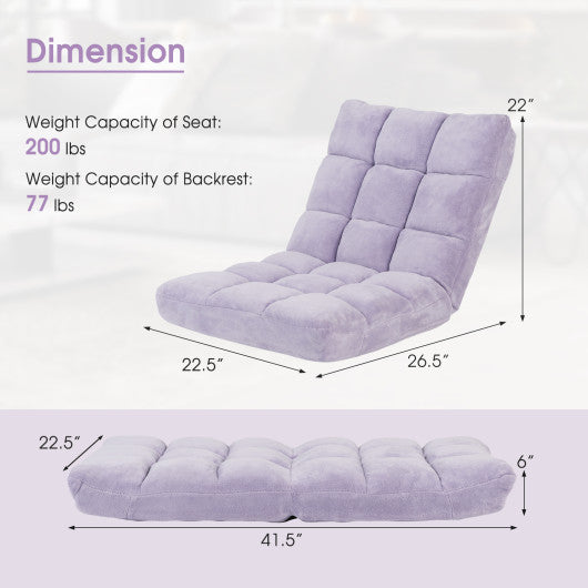 14-Position Adjustable Cushioned Floor Chair-Light Purple