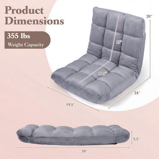14-Position Adjustable Cushioned Floor Chair-Light Gray