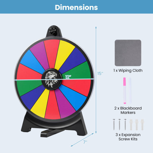 14 Slots Spin Wheel with Blackboard Marker-Multicolor