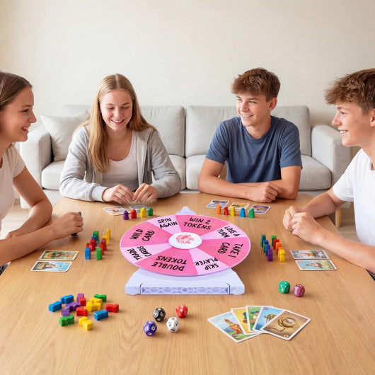 14 Slots Spin Wheel with Blackboard Marker-Pink