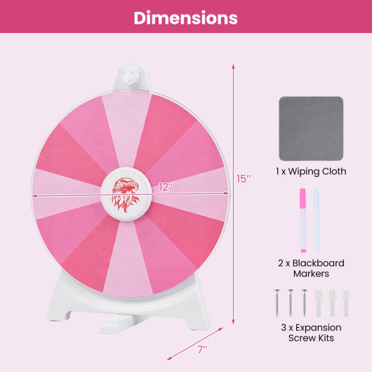 14 Slots Spin Wheel with Blackboard Marker-Pink