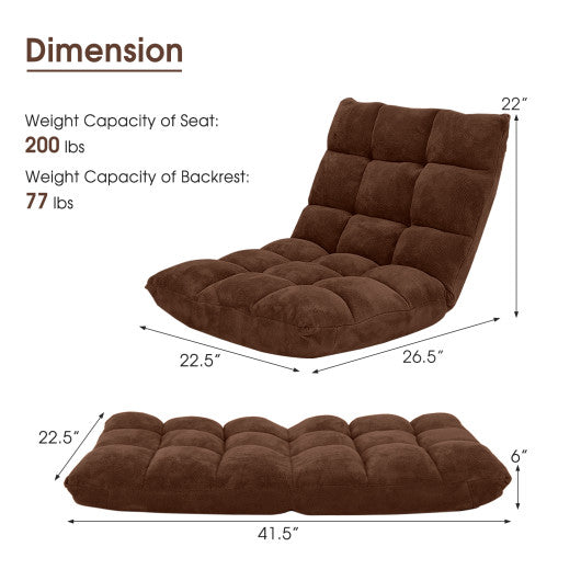Adjustable 14-position Cushioned Floor Chair-Coffee