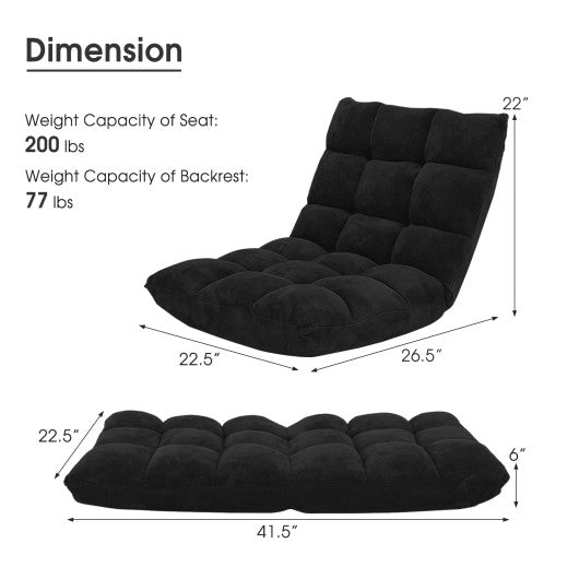 Adjustable 14-Position Floor Chair Folding Lazy Gaming Sofa Chair-Black