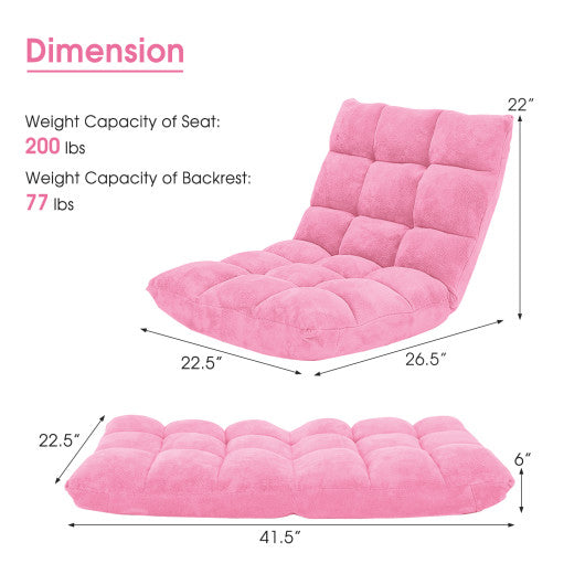 Adjustable 14-position Cushioned Floor Chair-Pink