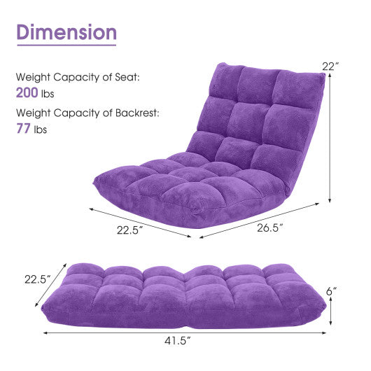 Adjustable 14-position Cushioned Floor Chair-Purple