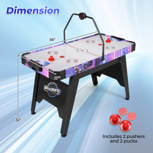 56 Inch Air Hockey Table with LED Digital Scoreboard and Powerful 12V Motor-White