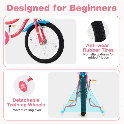 16 Inch Girls Bike for 4-7 Years Old Kids Bike with Doll Seat and Training Wheels