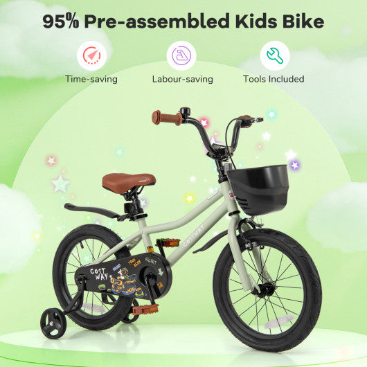 16-Inch Kids Bike Adjustable with Training Wheels for 4-7 Years Old