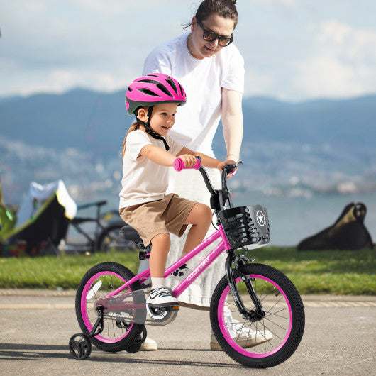 16 Inch Kids Bike Adjustable Bicycle with Front Basket for Children Aged 4-7 Years Old