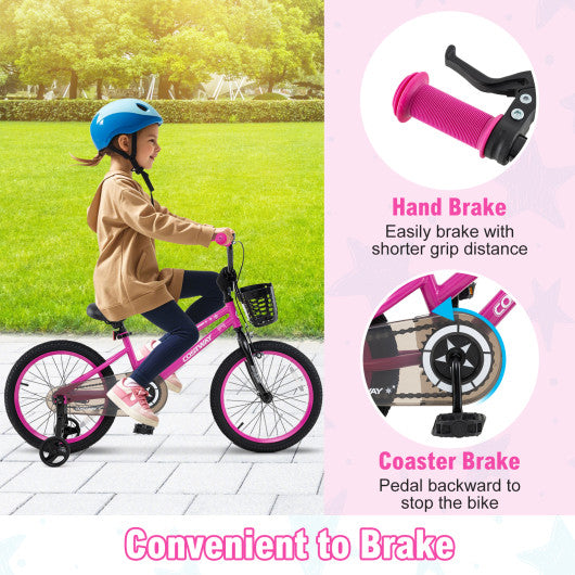 16 Inch Kids Bike Adjustable Bicycle with Front Basket for Children Aged 4-7 Years Old