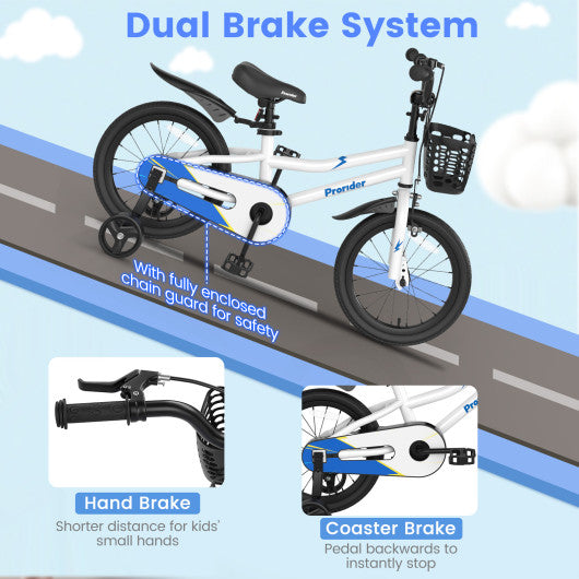 16 Inch Kids Bike with Removable Training Wheels-White