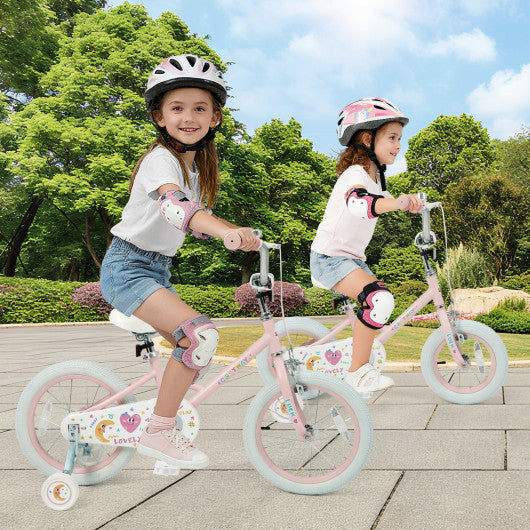16 Inch Kids Bike Adjustable for 3-8 Years Old Children Pink - Stars & Moon