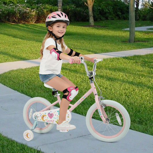 16 Inch Kids Bike Adjustable for 3-8 Years Old Children Pink - Stars & Moon