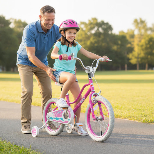 16 Inch Kids Bike for Aged 3-8 Years Old with Adjustable Handlebar Pink- Starlight Wave