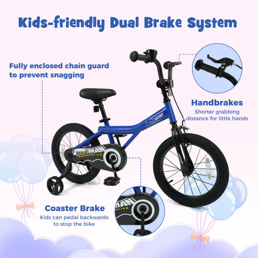 16-Inch Kids Bike with Removable Training Wheels Navy - Brave Hero