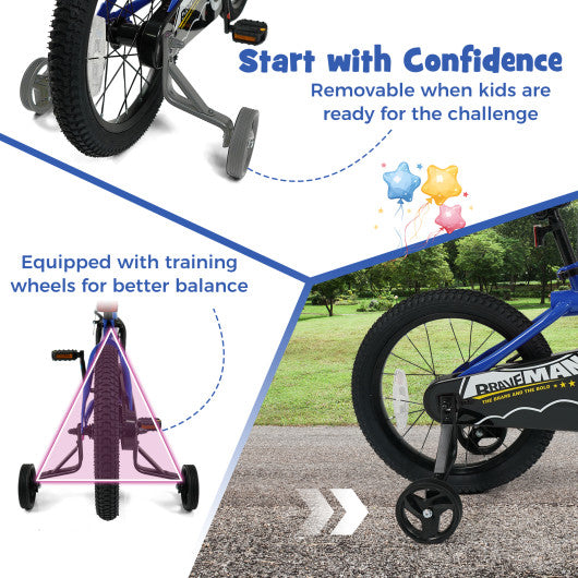 16-Inch Kids Bike with Removable Training Wheels Navy - Brave Hero