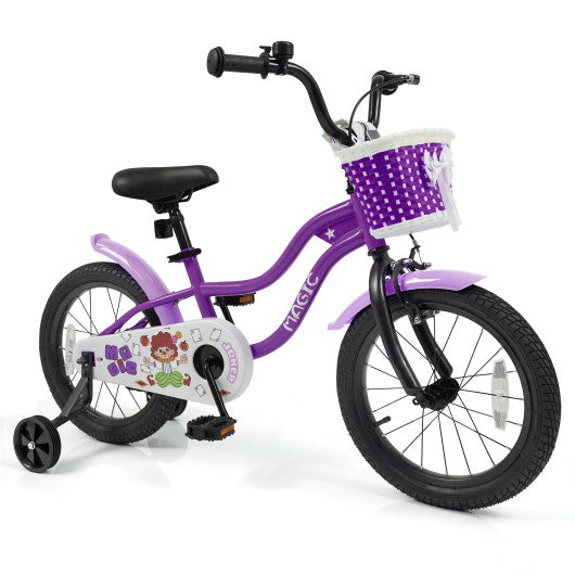 16 Inch Kids Bike with Training Wheels for Aged 4-7 Years Old - Magic Rose