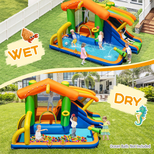 Inflatable Bounce House Water Park with Slide and 480W Blower
