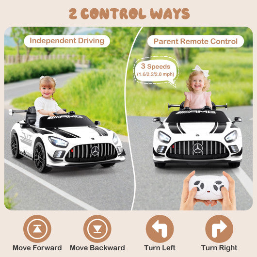12V Kids Ride-On Car Mercedes-AMG GT3 Licensed with Adjustable Speed-White