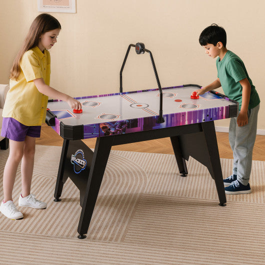 56 Inch Air Hockey Table with LED Digital Scoreboard and Powerful 12V Motor-White