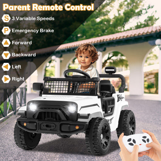 12V Kids Ride on Truck Car Battery Powered Electric Vehicle-White