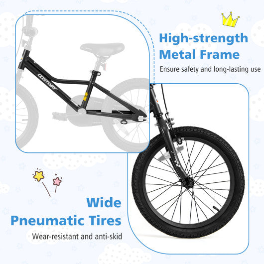 18 Inch Kids Bike Adjustable for 4-8 Years Old with Low-Step Frame