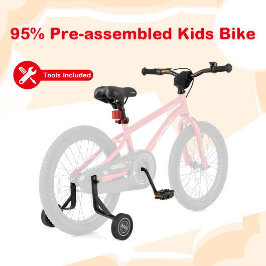 18-Inch Kids Bike Ages 3-8 with Handbrake and Coaster Brake and Bell Ring-18 inches