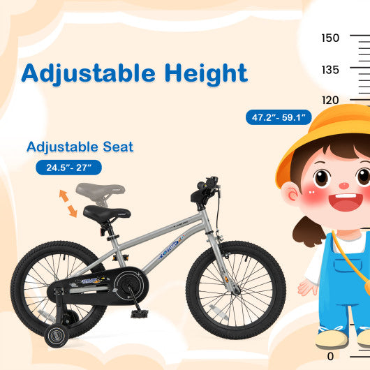 18-Inch Kids Bike Bicycle for Boys Girls 4-8 with High Carbon Steel Frame