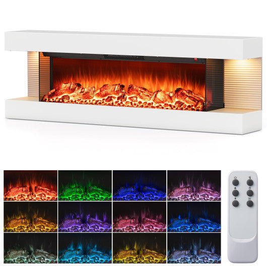 18/36 Inch 3-Sided Wall Mounted Electric Fireplace with 32/50 Inch Wide Floating Mantle-36 Inch