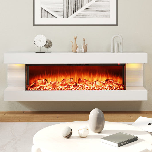 18/36 Inch 3-Sided Wall Mounted Electric Fireplace with 32/50 Inch Wide Floating Mantle-36 Inch