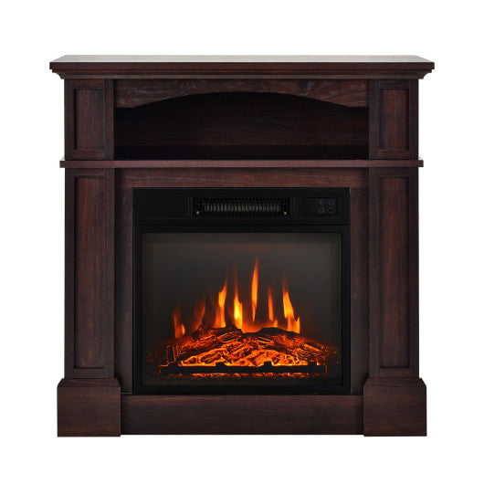 18 Inch 1400W Electric TV Stand Fireplace with Shelf-Natural