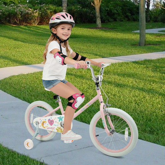 18 Inch Kids Bike Adjustable for 3-8 Years Old Children Pink - Stars & Moon
