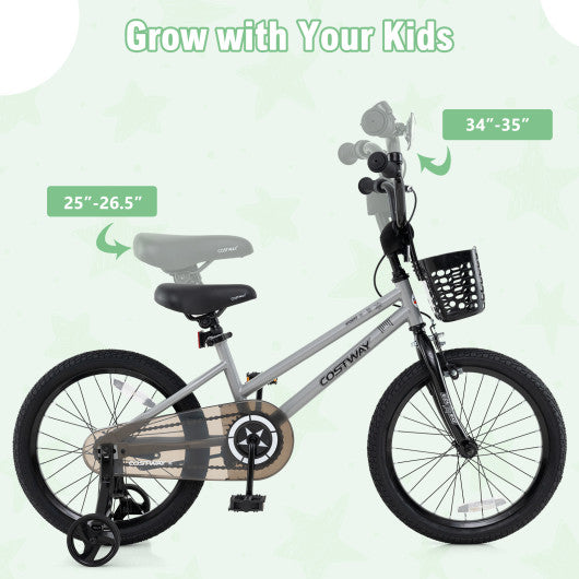 18 Inch Kids Bike Adjustable with Transparent Chain Cover for 4-8 Years Old