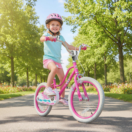 18 Inch Kids Bike for Aged 3-8 Years Old with Adjustable Handlebar Pink- Starlight Wave