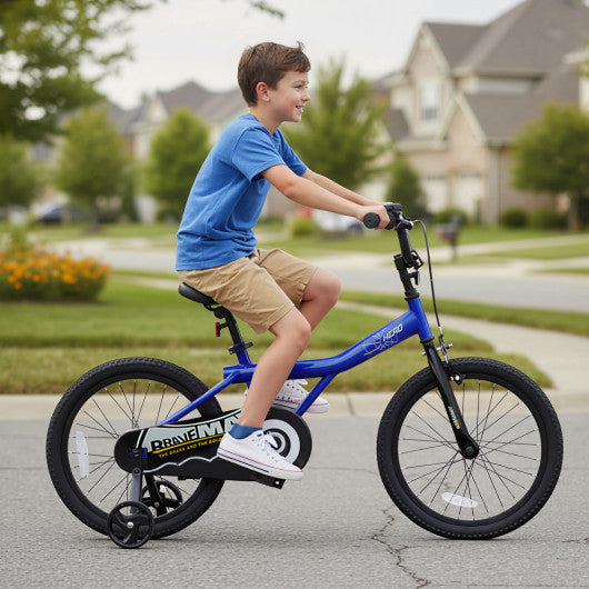 18-Inch Kids Bike with Removable Training Wheels Navy - Brave Hero
