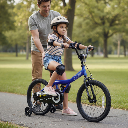18-Inch Kids Bike with Removable Training Wheels Navy - Brave Hero