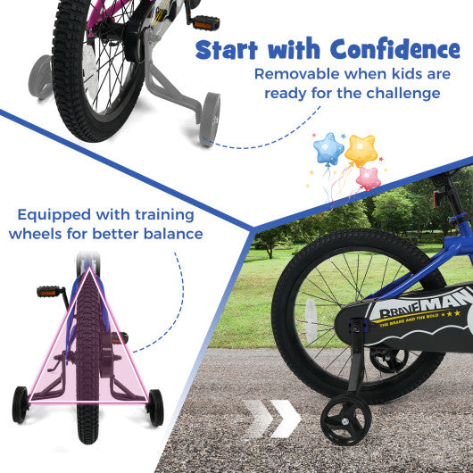 18-Inch Kids Bike with Removable Training Wheels Navy - Brave Hero