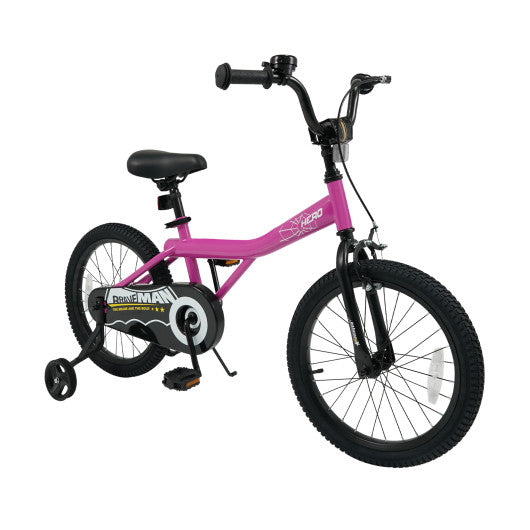 18-Inch Kids Bike with Removable Training Wheels Pink-Brave Hero
